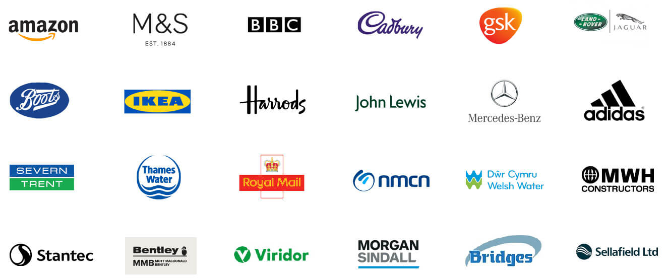 Selection of our clients logos, such as Cadbury, Ikea, John Lewis etc