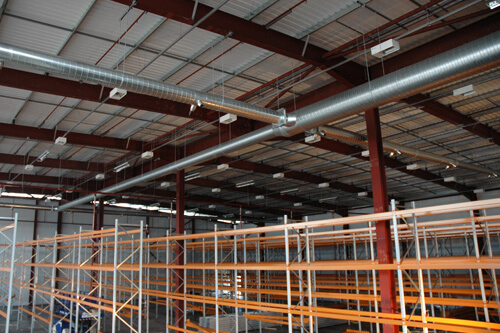 Warehouse racking high velocity ventilation
